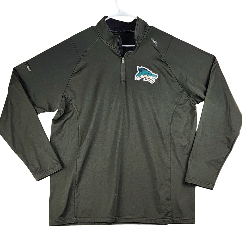 UNRL Elite Quarter Zip Pullover‎ Mens 2XL Olive Green Performance Wolf Patch